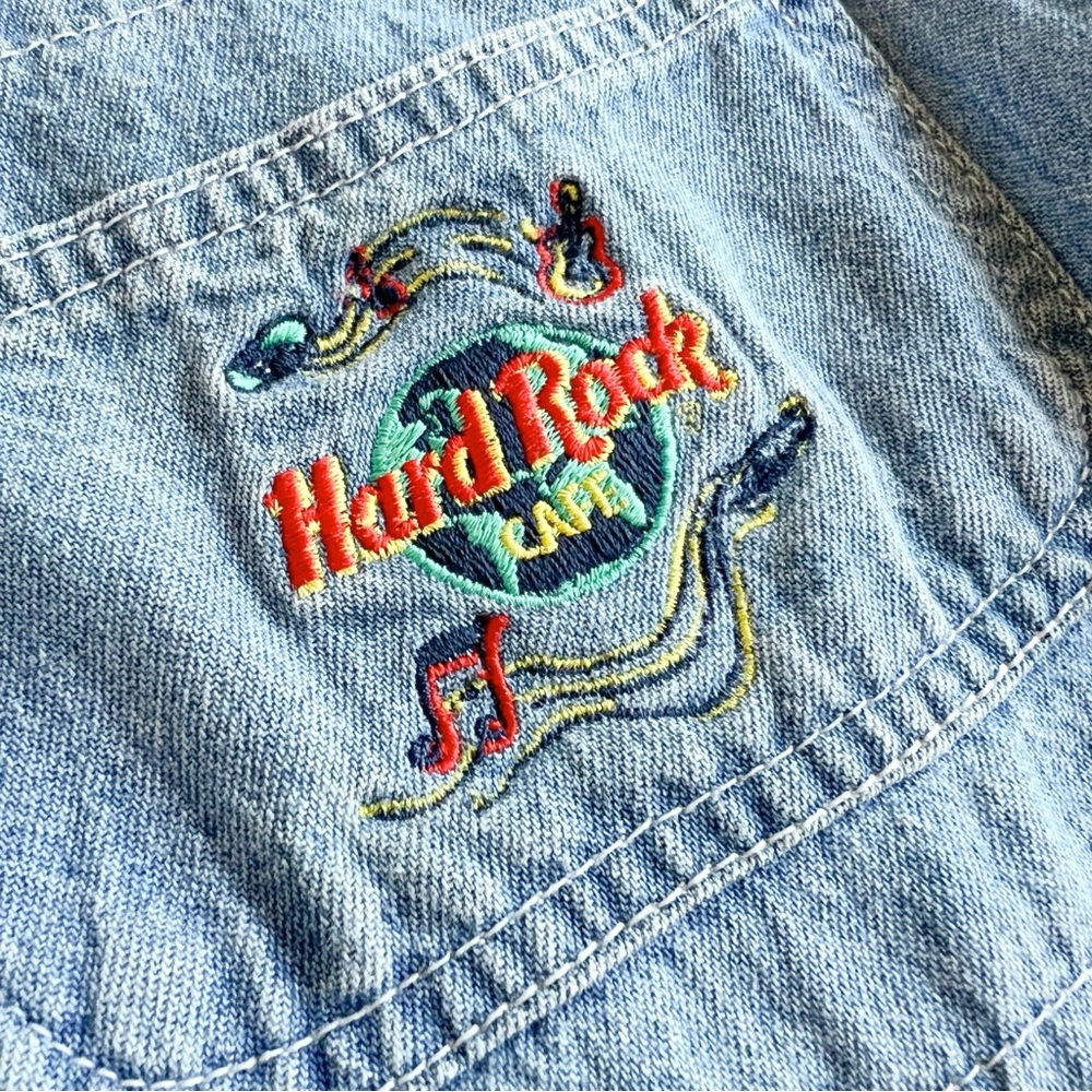 Vintage Y2K Hard Rock Cafe Save The Planet Denim Shortalls Kids Boys Sz 6 (read) - Picture 3 of 14